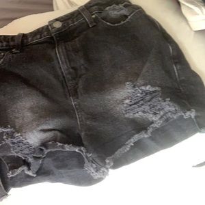 Faded black jean shorts